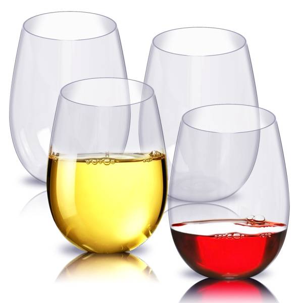 12 Oz. Heavy Weight Clear Plastic Stemless Wine Glass - 64/Case