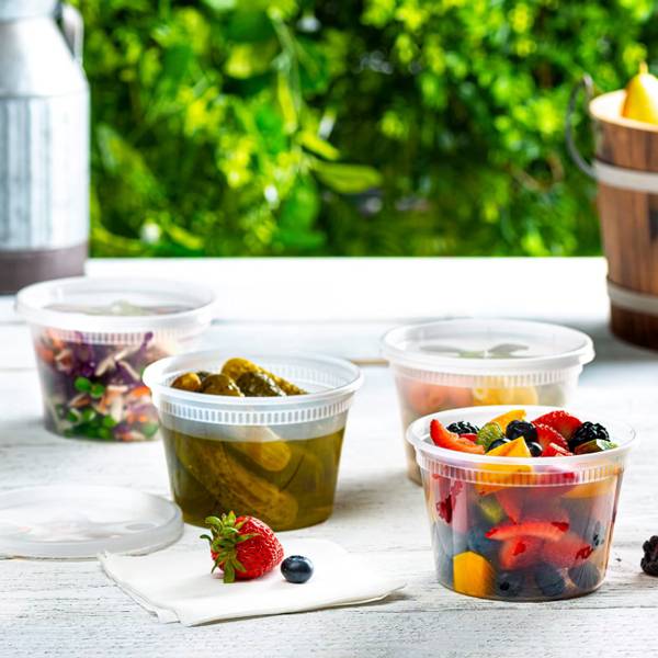 16 oz. Heavy Duty Microwavable Translucent Plastic Deli Container - 480/Case