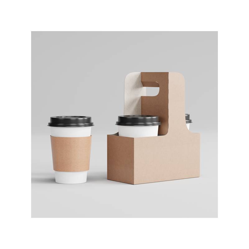 2-Cup 12-20 oz. Drink Carrier with Handle - 25/Case