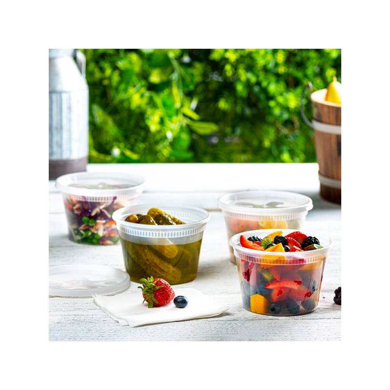 24 oz. Heavy Duty Microwavable Translucent Plastic Deli Container - 480/Case