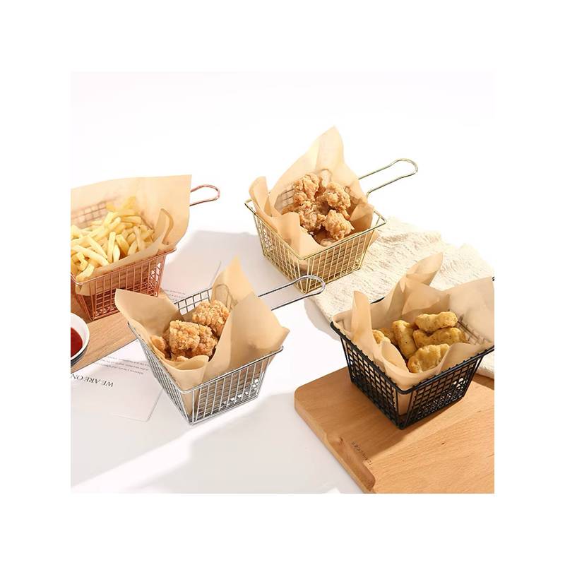 4" x 4" x 3" Black Square Mini Fry Basket