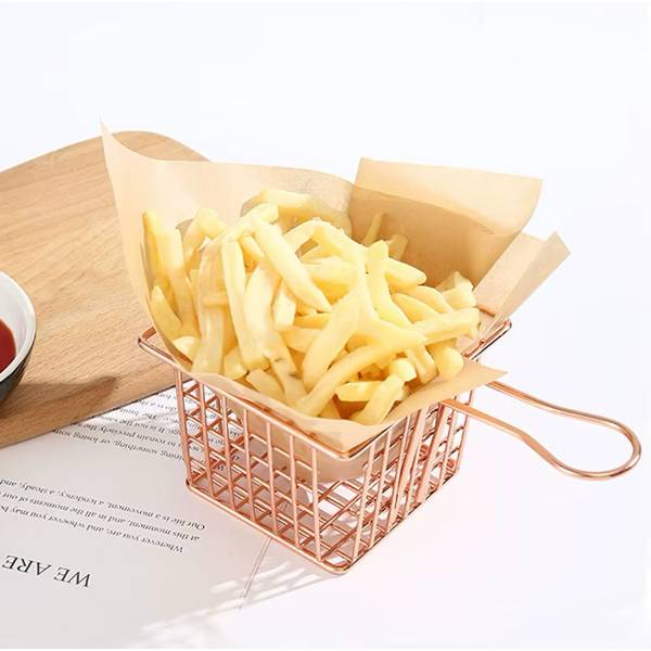 4" x 4" x 3" Copper Square Mini Fry Basket