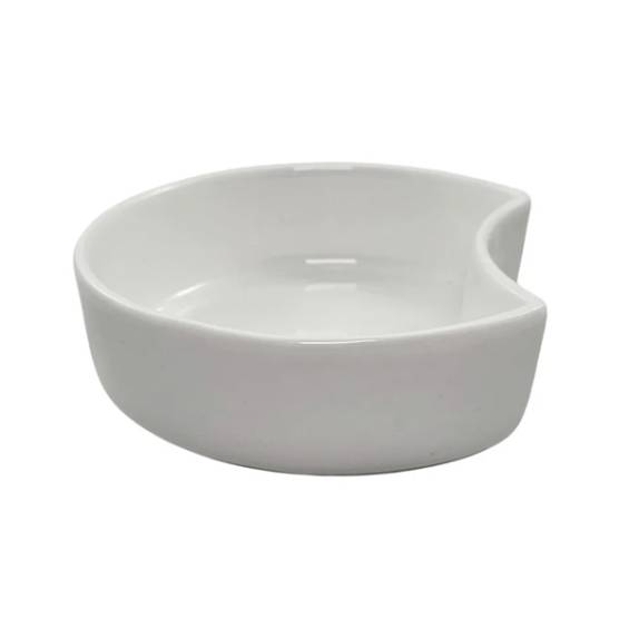 Ano 4 3/4" Bright White Half Moon Deep Porcelain Plate - 12/Case