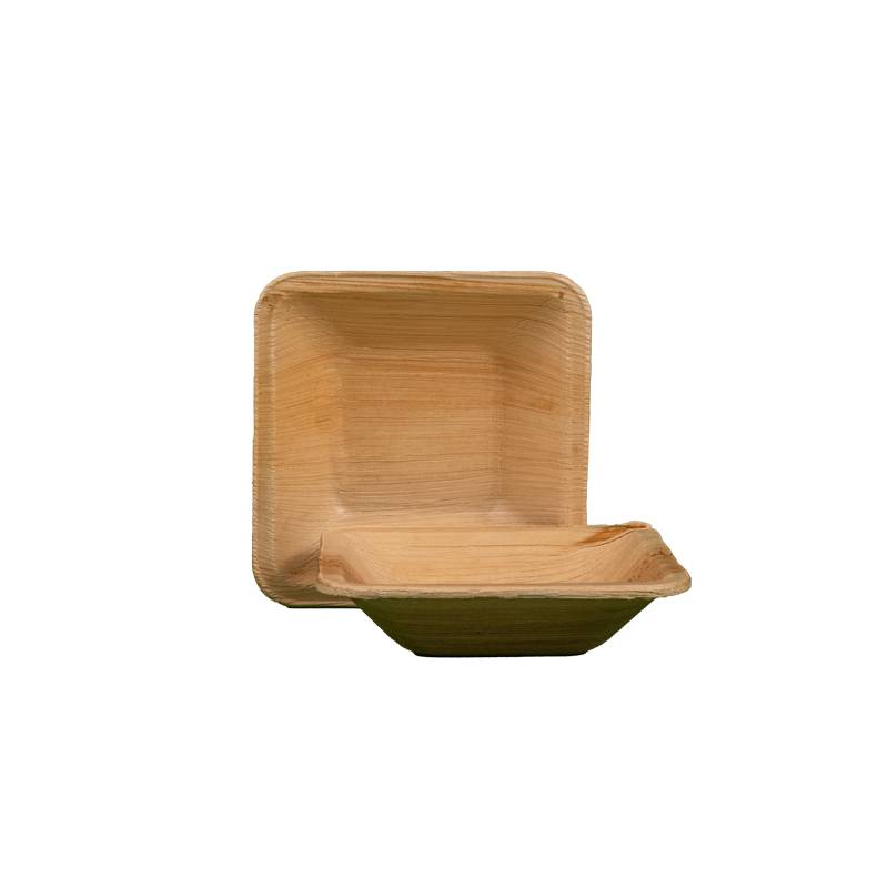 Compostable 4 inch Square Deep Palm Leaf Plate  - 100/Case