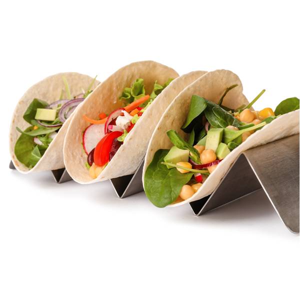 Stainless Steel Taco Holder with 2 or 3 Compartments - 8" x 4" x 2"