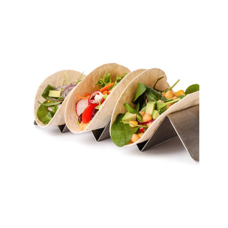 Stainless Steel Taco Holder with 2 or 3 Compartments - 8" x 4" x 2"